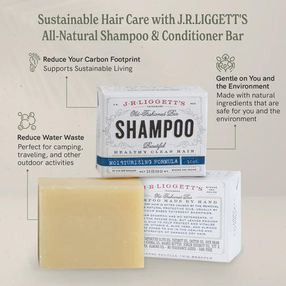 J.R.LIGGETT'S Shampoo and Conditioner Bar - Conditioner 1.75Oz + Two Moisturizing Formula Solid Shampoo Bar 3.5Oz - All-Natural Ingredients for Hair Clean, Soft, Tangle-Free, 3 Pack